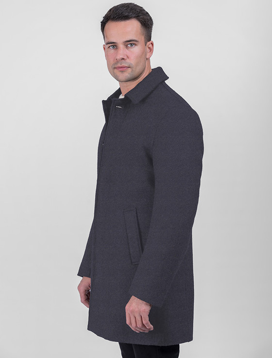 Aran Cashmere Men's Tweed Cashmere Coat - Medium Blue