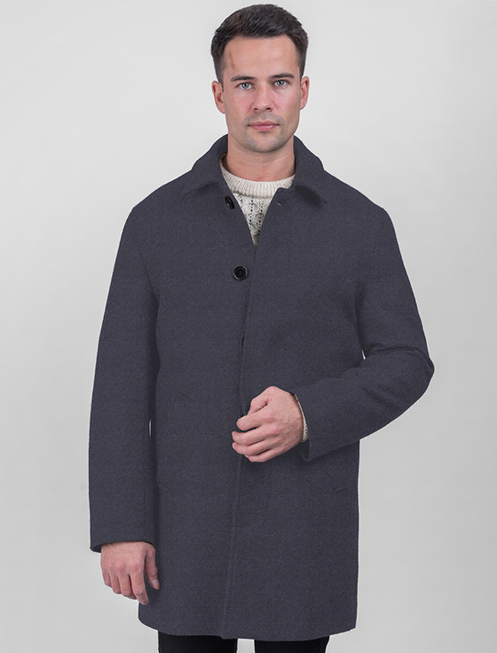 aran cashmere Men's Tweed Cashmere Coat - Medium Blue