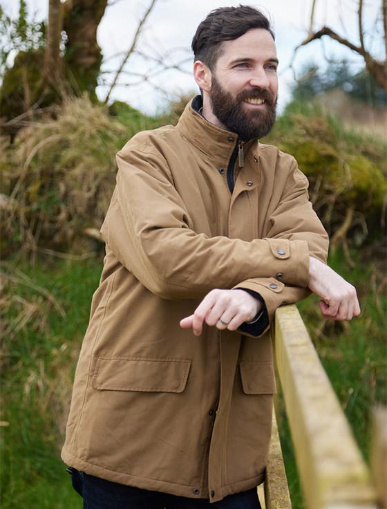 aran cashmere Men's West Cork Waterproof Jacket - Brown