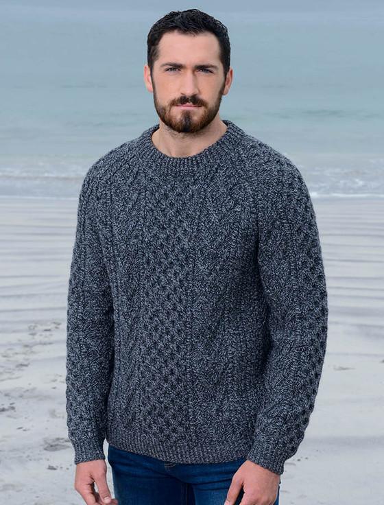 aran cashmere Mens Hand-knit Chevron Stitch Sweater‎