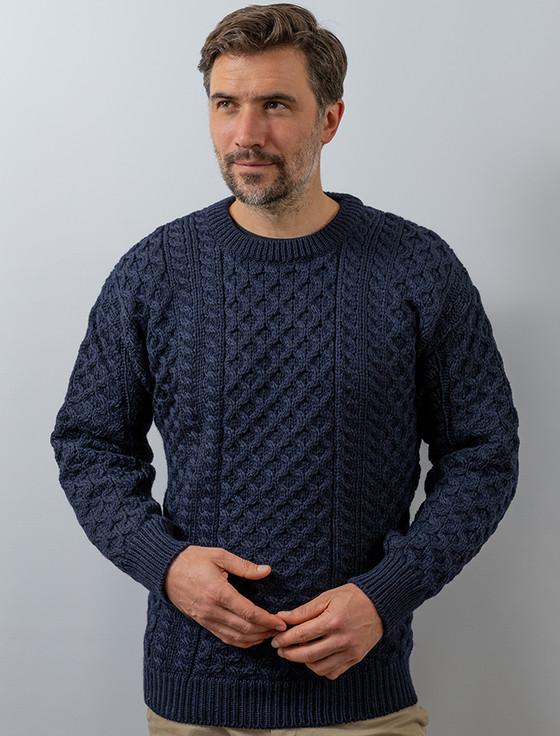 Aran Cashmere Mens Heavyweight Traditional Aran Wool Sweater