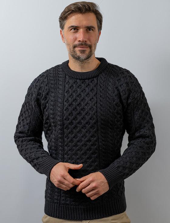aran cashmere Mens Heavyweight Traditi‎onal Aran Wool Sweater‎‎