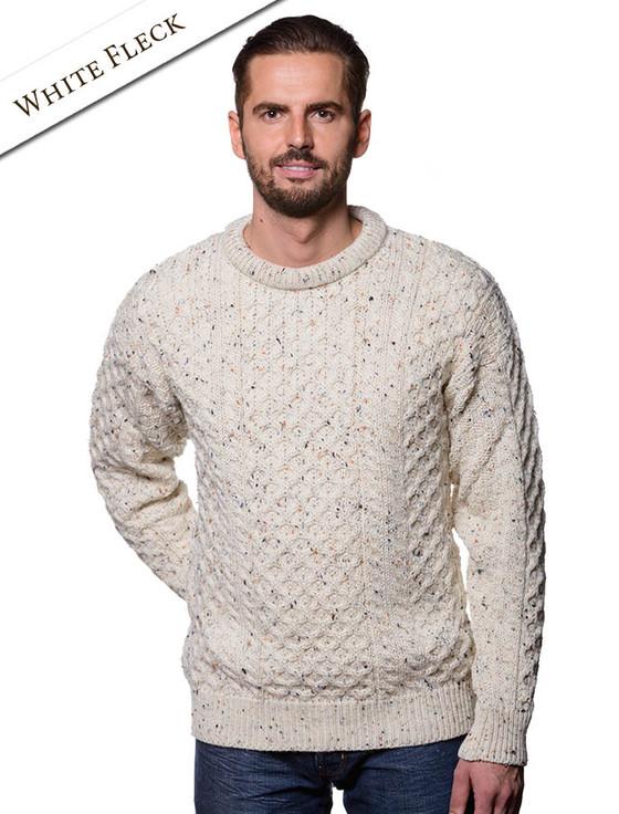 Aran Cashmere Mens Heavyweight Traditional Aran Wool Sweater‎
