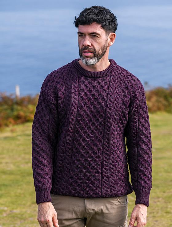 Aran Cashmere Mens Heavyweight Traditional Aran Wool Sweater