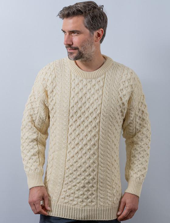 aran cashmere Mens Heavyweight Traditional Aran Wool Sweater‎‎‎‎‎‎‎