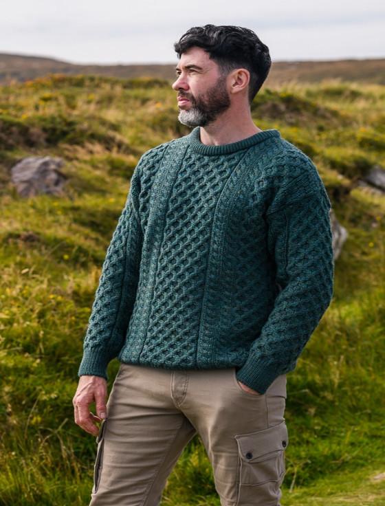 aran cashmere Mens Heavyweight Traditional Aran Wool Sweater‎‎‎