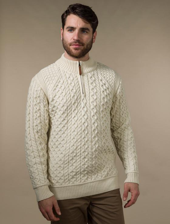 Aran Cashmere ‎Mens Super S‎o‎ft Half Zip Aran Sweater