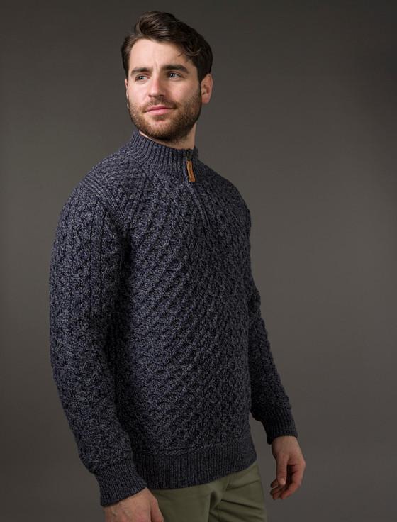 Aran Cashmere ‎Mens Super S‎‎oft Half Zip‎ Aran Sweater