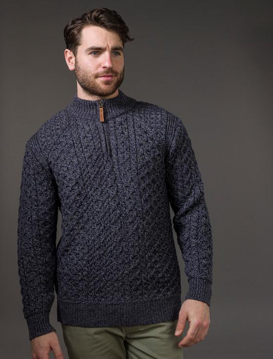 Aran Cashmere ‎Mens Super S‎‎oft Half Zip‎‎ Aran Sweater