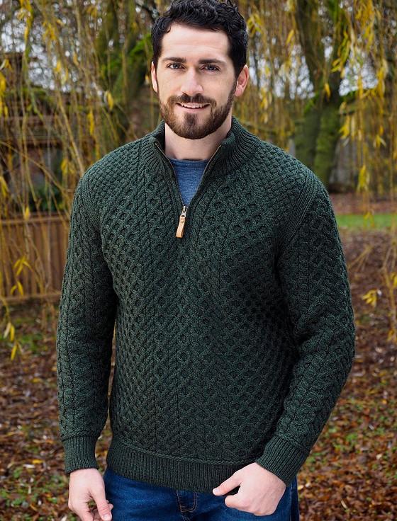 aran cashmere ‎Mens Super S‎‎oft Half Zip‎‎ Aran Sweater