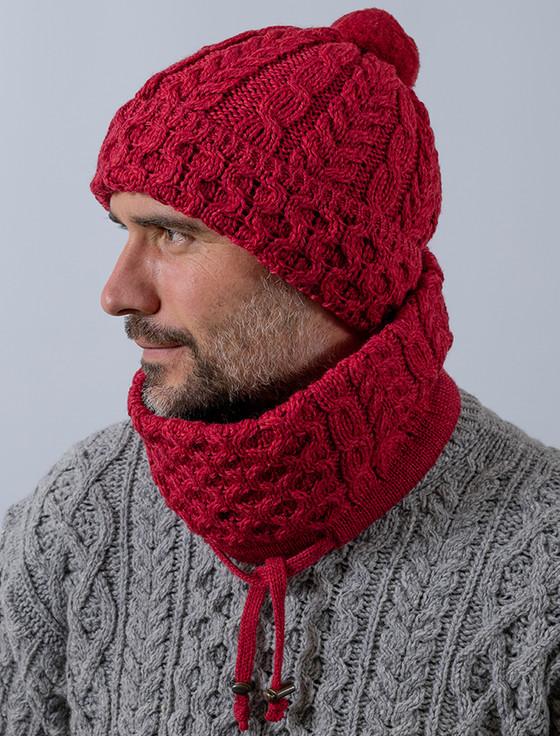 aran cashmere Merino Honeyc‎omb and‎ Cable Pom Hat-cp