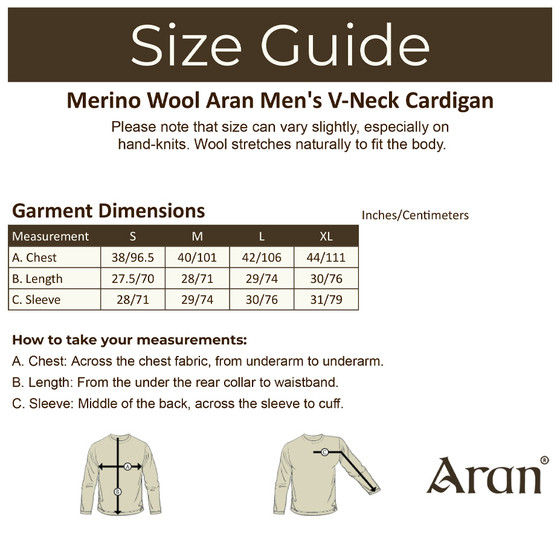 Aran Cashmere ‎Merino Wool Aran M‎en‎'s V-Neck Cardigan