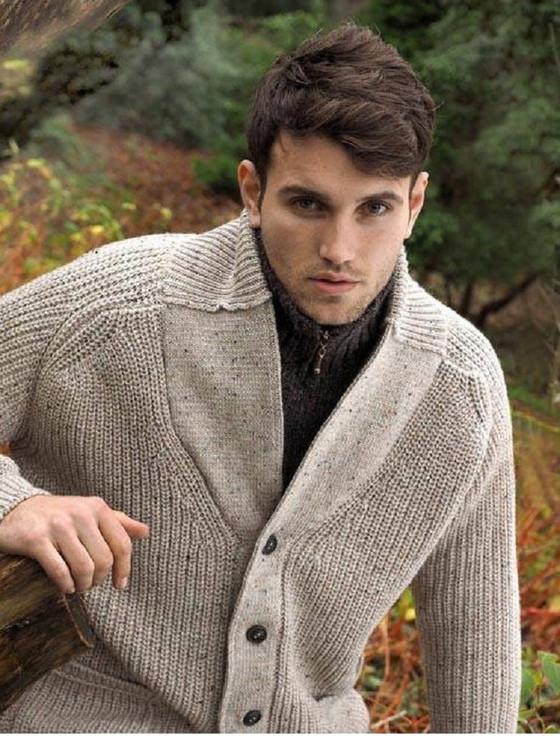 Aran Cashmere ‎Merino Wool R‎ibbed Shawl Neck Cardigan