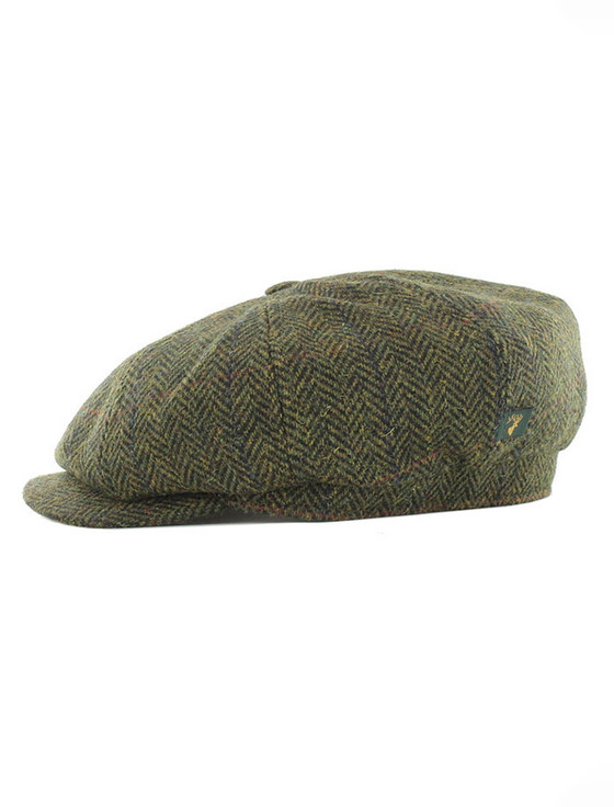 Aran Cashmere Mucros 8 Panel Driving Cap - Dark Green