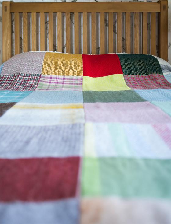 Aran Cashmere Multi-Panel Lifestyle Patchwork Throw - Bright