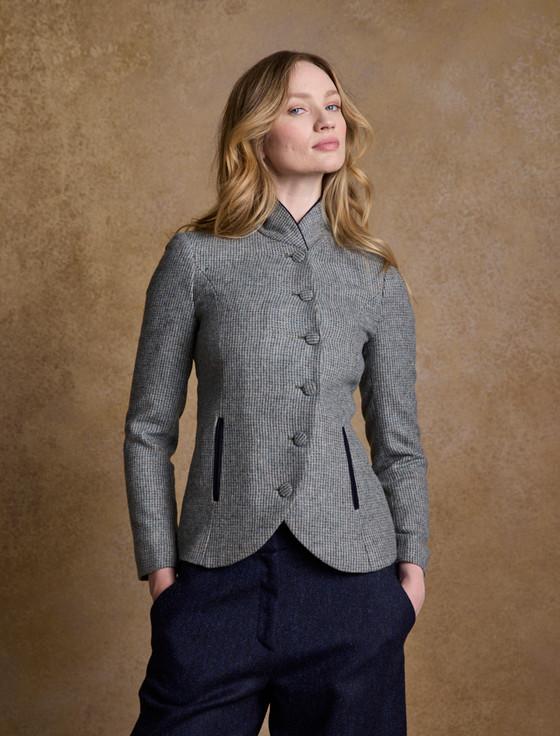 Aran Cashmere Nicole Tweed Blazer – Jade Weave Herringbone