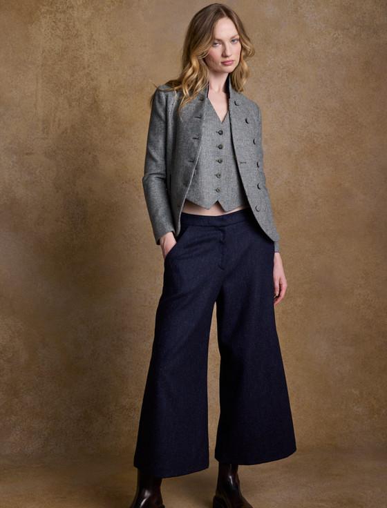 Aran Cashmere Nicole Tweed Blazer – Jade Weave Herringbone