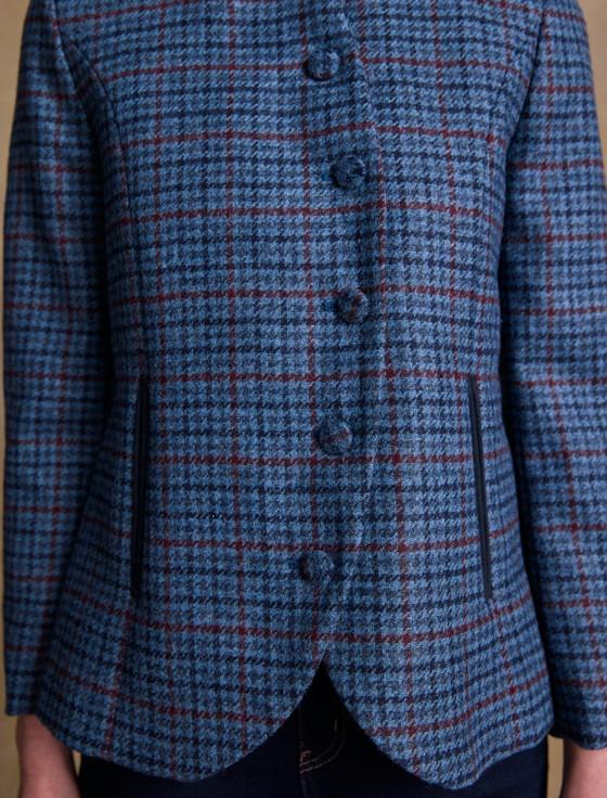 Aran Cashmere Nicole Tweed Blazer – Navy Hacking Check