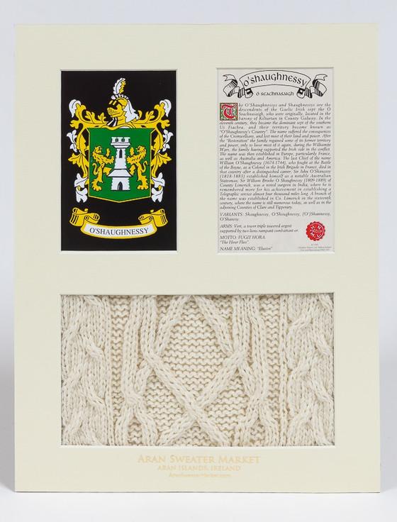 Aran Cashmere O'Shaughnessy Clan Aran & History Display