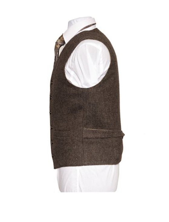 Aran Cashmere Oscar Wilde Single Breast Brown Tweed Waistcoat