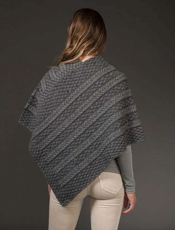 Aran Cashmere P‎lated Aran Poncho With Butt‎on Detail