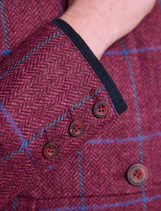 Aran Cashmere Pamela Tweed Coat - Rose Herringbone Check