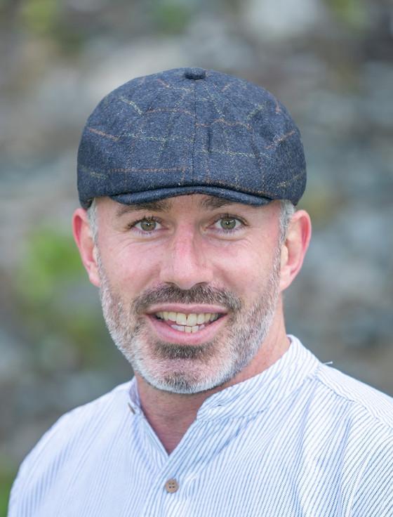 aran cashmere Peaky Blinders 8 Panel Cap - Blue Box Check