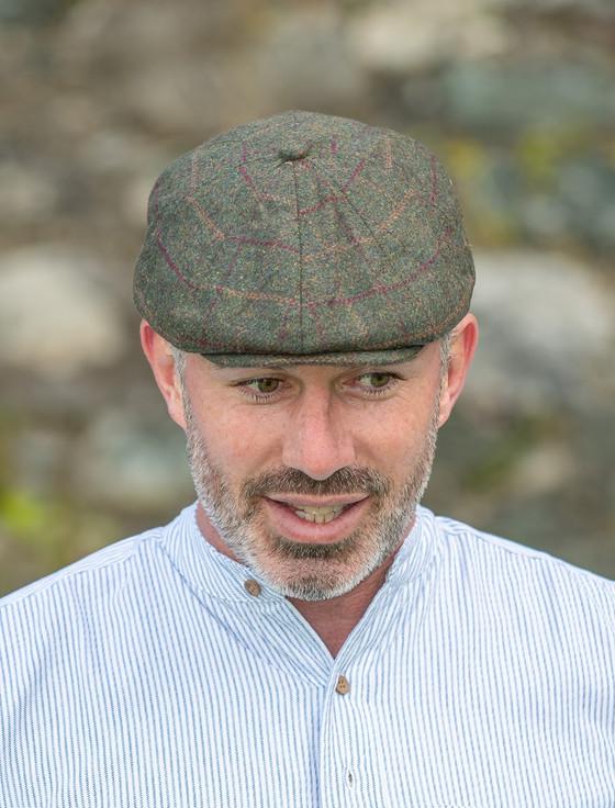 Aran Cashmere Peaky Blinders 8 Panel Cap - Green Box Check