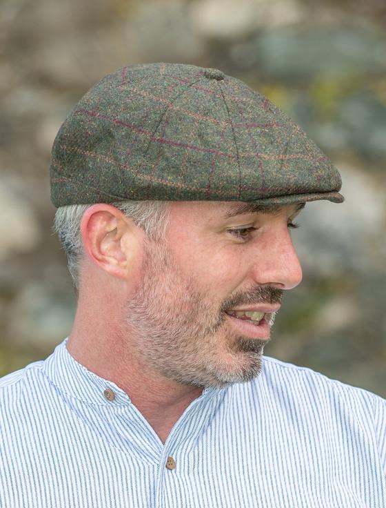 Aran Cashmere Peaky Blinders 8 Panel Cap - Green Box Check