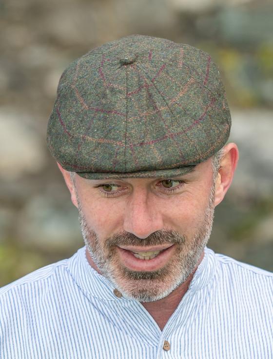 Aran Cashmere Peaky Blinders 8 Panel Cap - Green Box Check