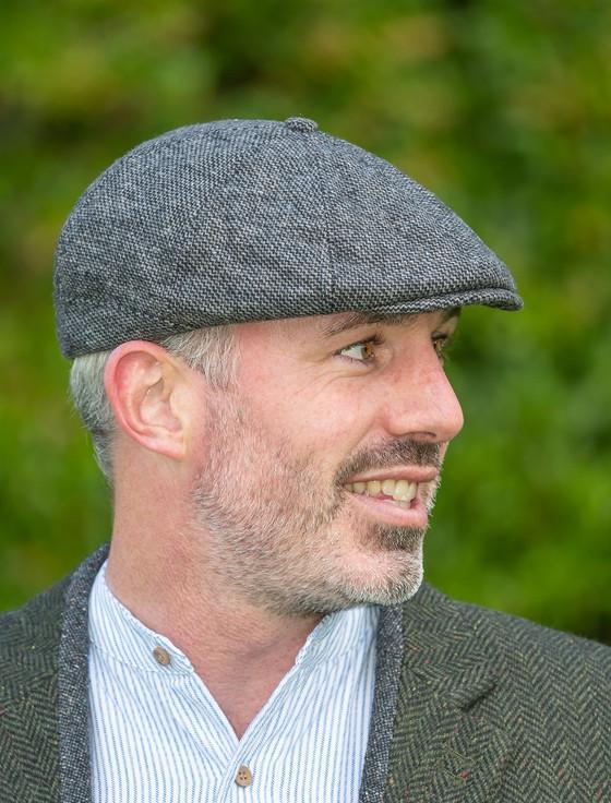 Aran Cashmere Peaky Blinders 8 Panel Cap Grey - Tweed