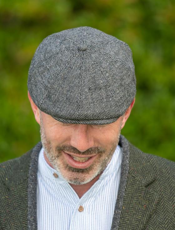 Aran Cashmere Peaky Blinders 8 Panel Cap Grey - Tweed