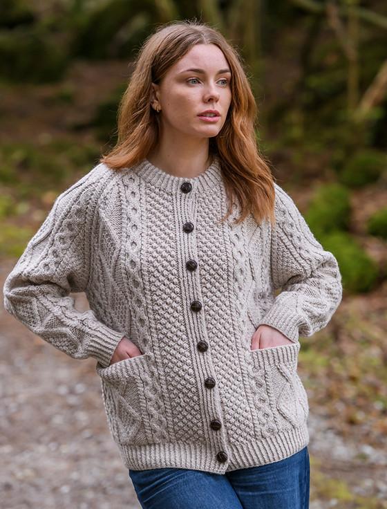aran cashmere Premium Handknit Merino Lumber Jacket
