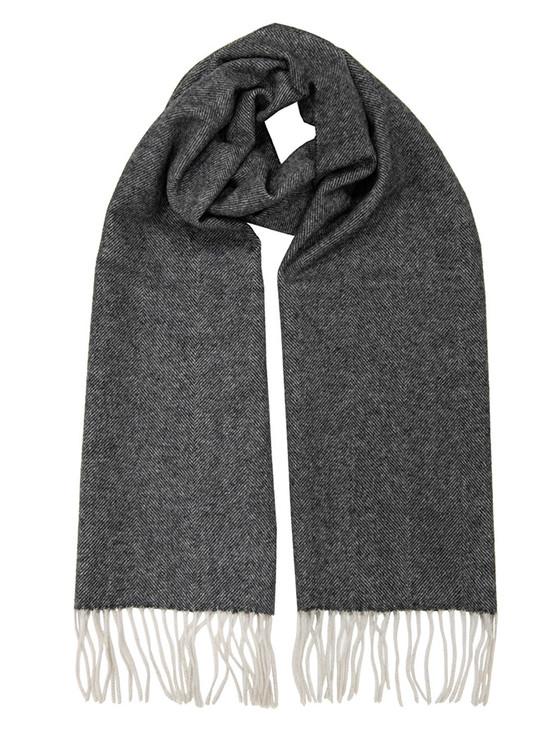 aran cashmere Pure Wool Herringbone Scarf - Charcoal/Winter White