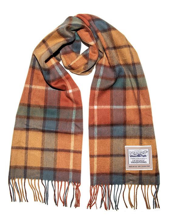 aran cashmere Pure Wool Tartan Check Scarf - Autumn Check