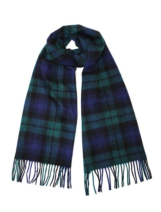 aran cashmere Pure Wool Tartan Check Scarf - Blackwatch