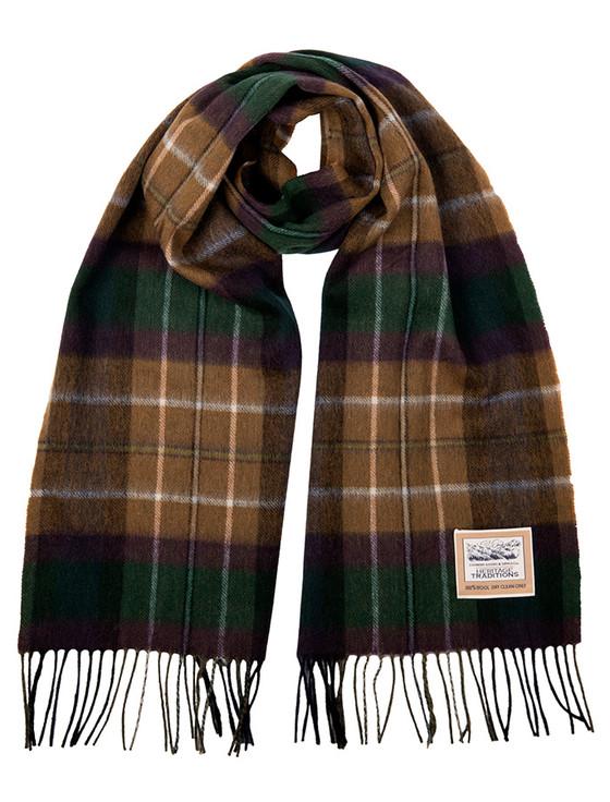 aran cashmere Pure Wool Tartan Check Scarf - Country Purple