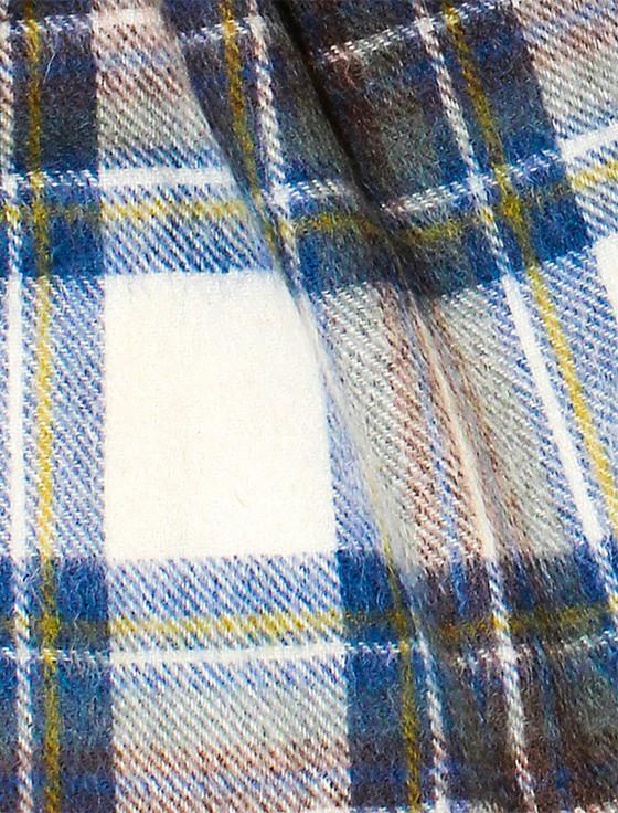 Aran Cashmere Pure Wool Tartan Check Scarf - Muted Blue