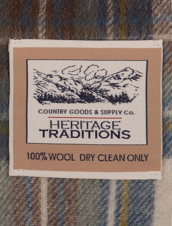 Aran Cashmere Pure Wool Tartan Check Scarf - Muted Blue