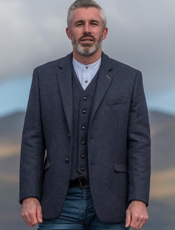 Aran Cashmere Ryan Navy Classic Fit Irish Tweed Jacket