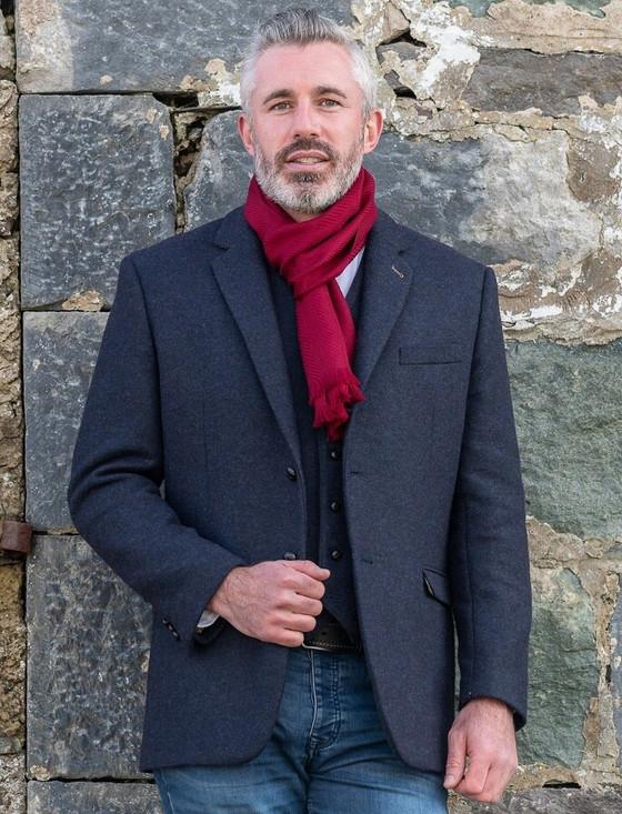 aran cashmere Ryan Navy Classic Fit Irish Tweed Jacket