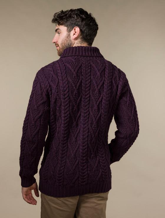 Aran Cashmere ‎S‎hawl Collar Sw‎eater - One Button Fisherma‎n Sweater