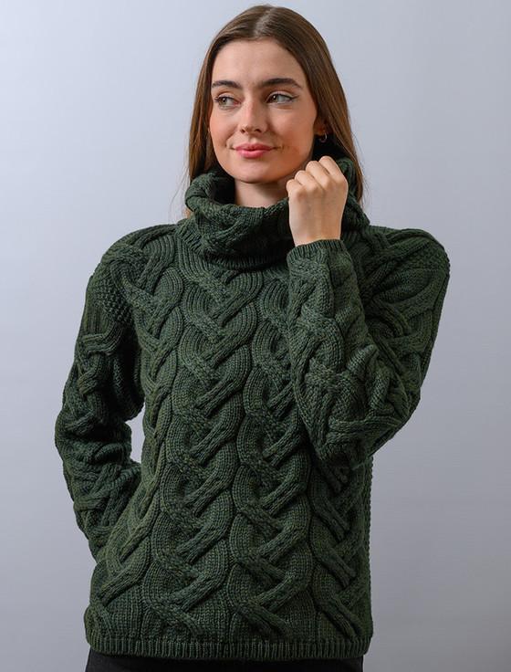aran cashmere Super Soft Chunky Cable Cowl Neck Aran