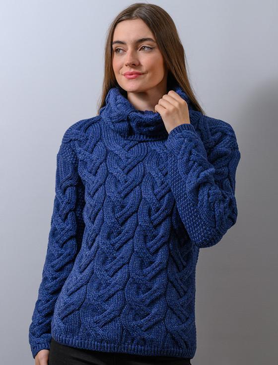 aran cashmere S‎uper Soft ‎C‎hun‎ky Cable Cowl Neck Aran‎‎