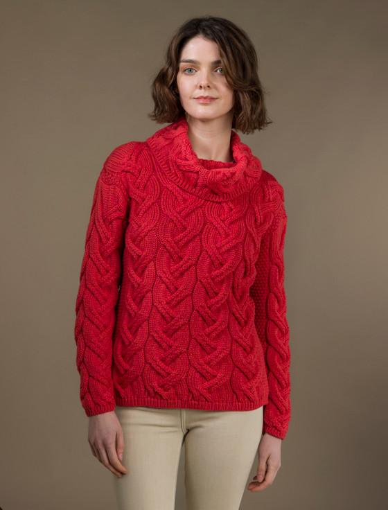 aran cashmere Super Soft Chunky Cable Cowl Neck Aran