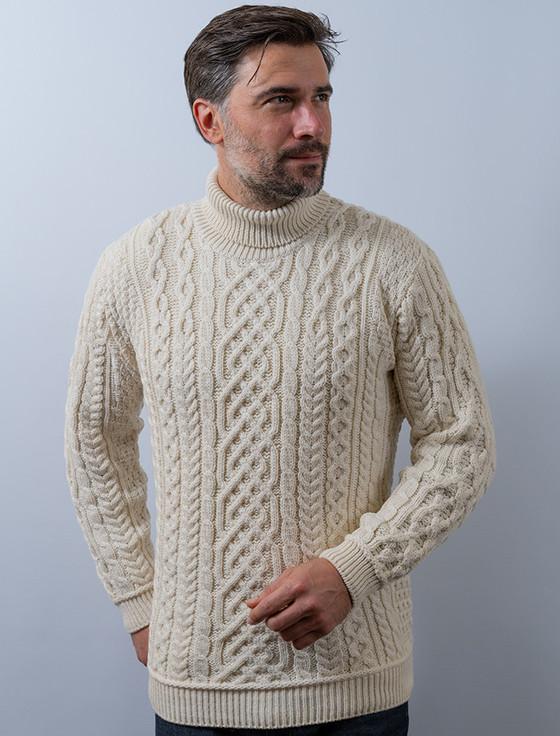 Aran Cashmere S‎uper Soft Men's ‎Wool T‎urtleneck Sweater
