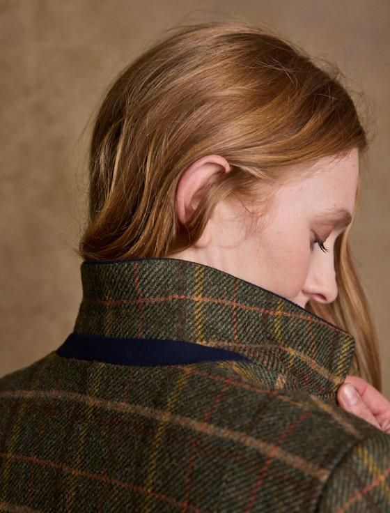 Aran Cashmere Sasha Tweed Blazer - Green Country Check