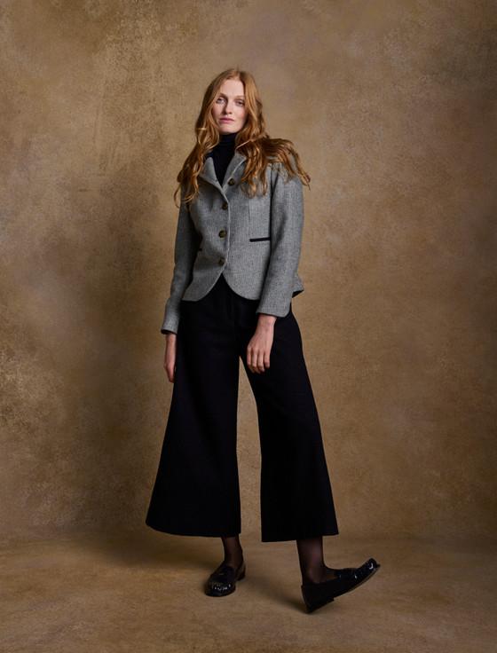 Aran Cashmere Sasha Tweed Blazer - Jade Weave Herringbone