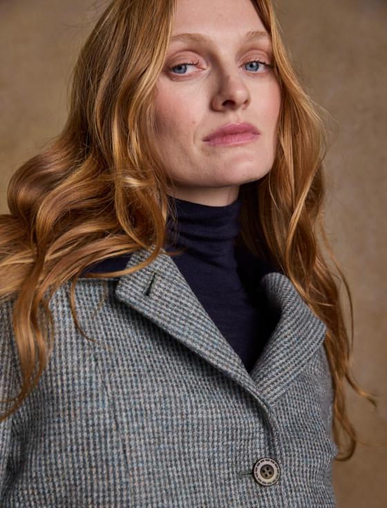 Aran Cashmere Sasha Tweed Blazer - Jade Weave Herringbone