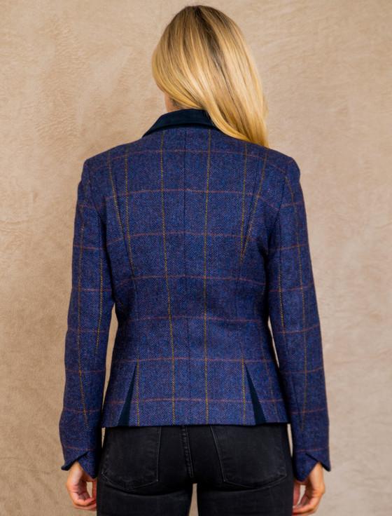 Aran Cashmere Sasha Tweed Blazer ��?? Prussian Purple Check